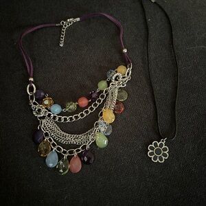 Multicolor Chain Necklace and Flower Pendant necklace